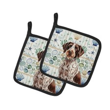 Caroline's Treasures Roan German Wirehaired Pointer Coastal Sea Glass Potholders