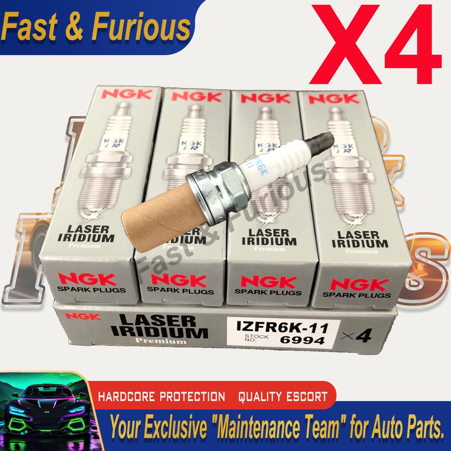4x NGK 6994 IZFR6K11  Laser Iridium Spark Plugs For Honda Accord Civic CRV Acura