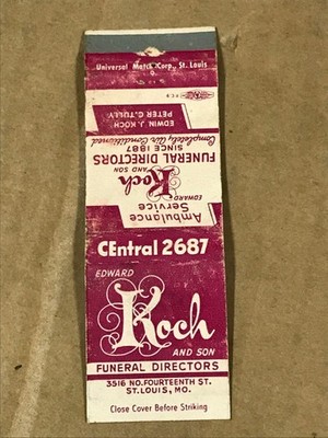 Vintage Edward Koch And Son Funeral Directors - Matchcover, Matchbook