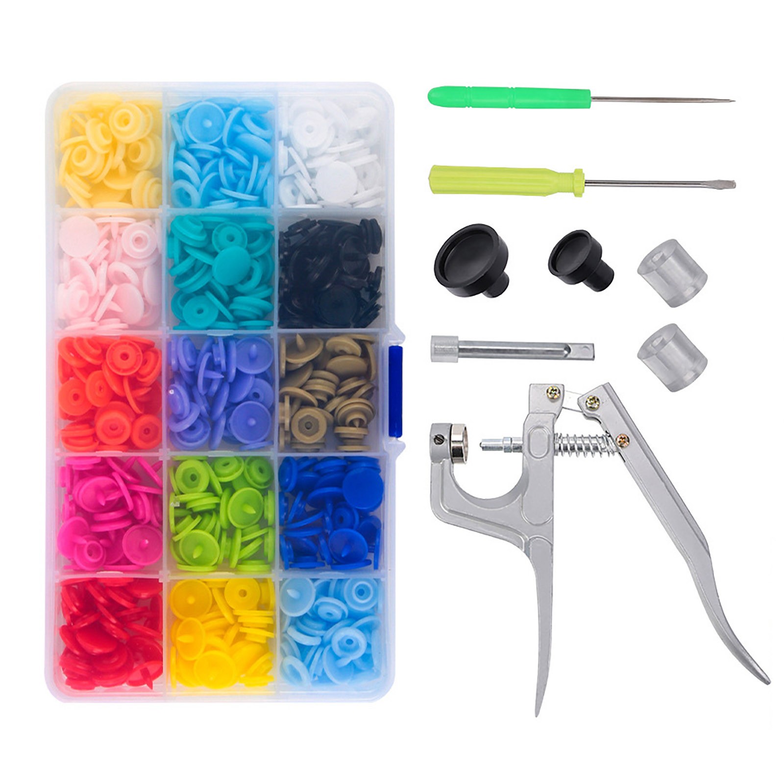 High-Quality 150PCS Snap Buttons Press Tool Kit with Fastener Pliers Mixed Color