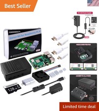 Starter Kit for Raspberry Pi 4 8GB - 128GB Edition, Case with PWM Fan, 18W 5V...