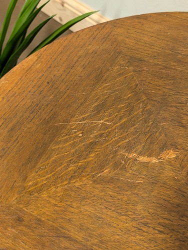 Vintage Oak Sewing Seamstress Table Knitting Side Table Round Top Original - Picture 7 of 14
