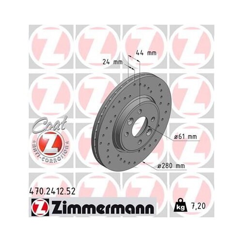 2x Disco freno con ventilazione esterna 470.2412.52 ZIMMERMANN per RENAULT WIND - Immagine 2