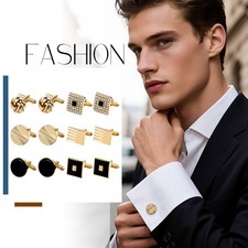 6 Pairs Men's Square Round Cufflinks Set Business Wedding Anniversary Cufflinks