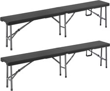 2X Panca Pieghevole Da Giardino Stile Birreria 180 Cm Panchina Da Campeggio Panc