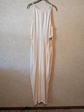 PRETTY LITTLE THING cream linen maxi cut out dress sz 16