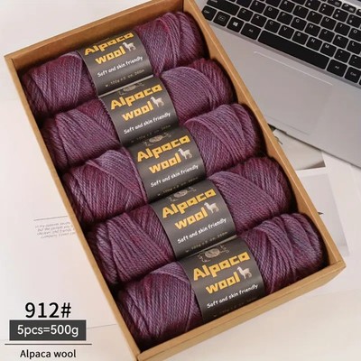 Alpaka Wolle Alpaca 5 x 100g 500g NS 4-5mm Strickgarn lila weich zum Stricken