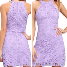 Lulus Love Poem Dress Medium Lavender Lace Mini Floral Special Occasion Wedding