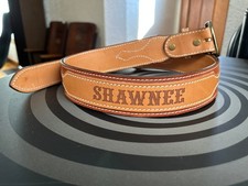 Vintage Western Shawnee Leather Belt Embossed Tooled Native American Missouri 34