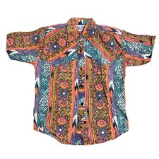 Funky Vintage 80  s 90  s Sassa Western Shirt Made In USA Size Large