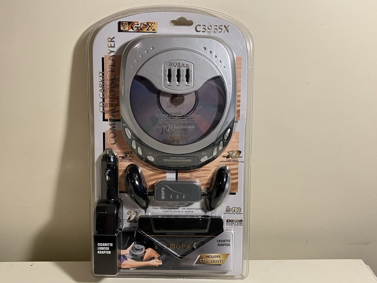 cigarette lighter cd player GPX C3935X Carkit NOS Portable CD Sealed Untested sliding volume control Sony | Portable Audio &