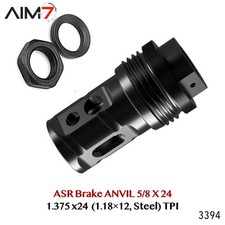 AIM7 ANVIL ASR Muzzle Brake 5/8 x 24 Threads (1-1/8x12) External Stainless Black