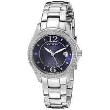 Citizen FE1140-86L Lady's Swarovski Crystal Blue Dial Date Watch