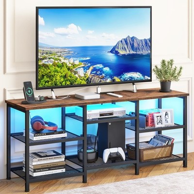 TV Stand for 55 inch TVs, Entertainment Center with Movable Shelf Panels, Pow...