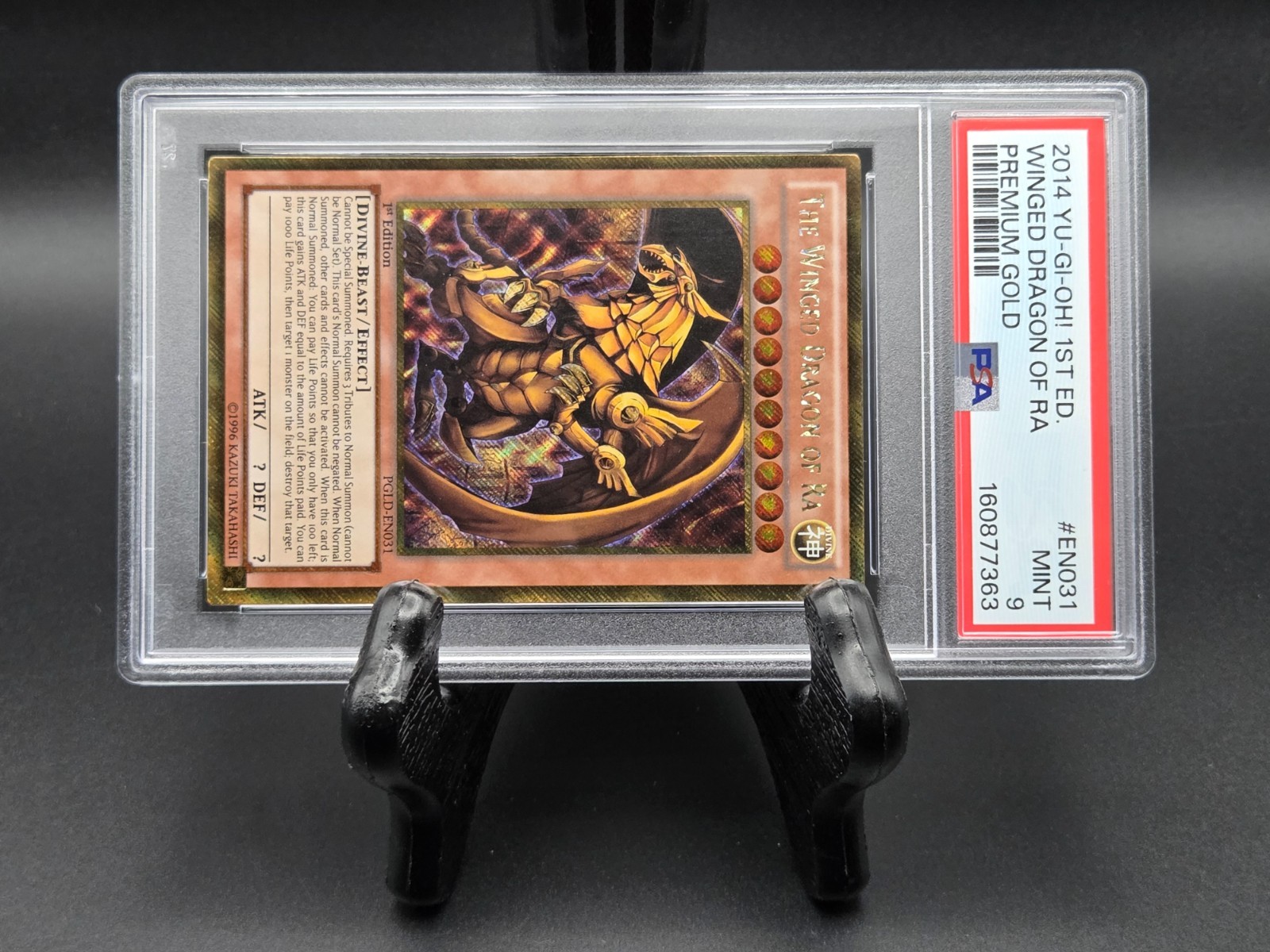2014 YU-GI-OH! PREM GOLD 1ST EDITION #EN031 THE WINGED DRAGON OF RA - PSA 9 view 3