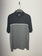 Under Armour Playoff Polo Mens XL Gray Black Golf HeatGear Performance