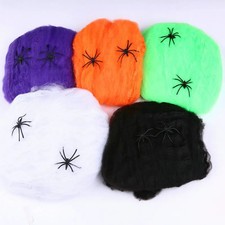Artificial Spider Web Halloween Decoration Scary Party Scene Props White