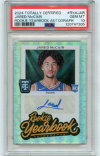 2024 TOTALLY CERTIFIED #RYA-JAR JARED McCAIN ROOKIE YEARBOOK AUTOGRAPH RC PSA 10