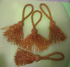 4 Gold Bead Beaded Tassels Great VERSATILE ELEGANCE.  VINTAGE PIER 1 — photo 1