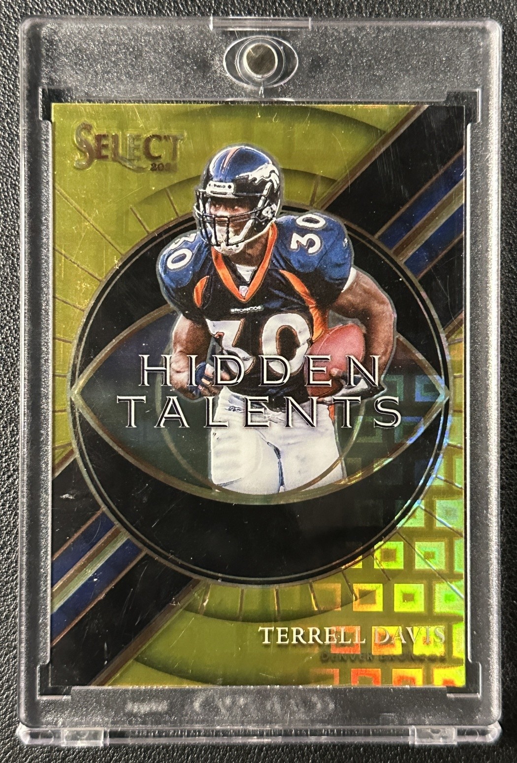 TERRELL DAVIS 2021 PANINI SELECT #HT-13 HIDDEN TALENTS GOLD PRIZM 2/10 BRONCOS