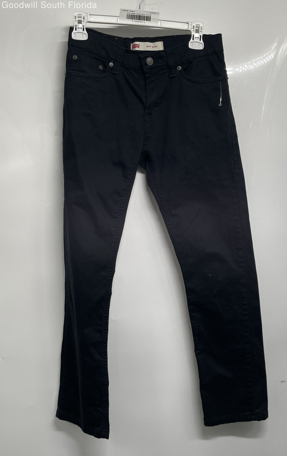 Levi's Womens 511 Black Denim Dark Wash Slim Fit Straight Jeans Pants Sz 14 Reg