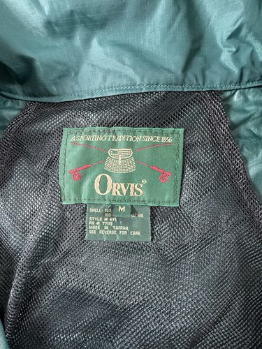Orvis, Vintage Orvis Green Long Sleeve Full Zip Hooded Windbreaker Jacket Mens Medium