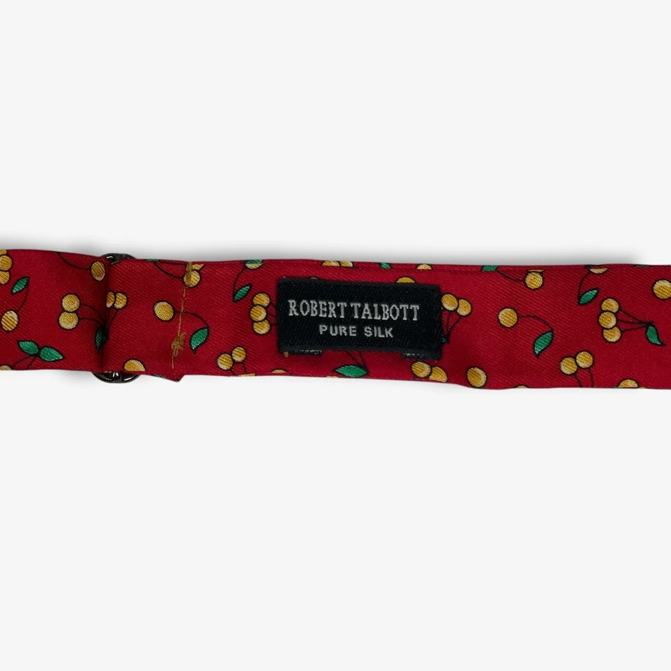 Pajarita clásica de seda pura con estampado de cereza roja amarilla Robert Talbott para hombre 2,5" Foto 2 de 4