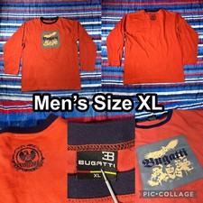 Bugatti Orange Long Sleeve T-shirt Men  s Size XL