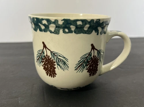 Tienshan Folk Craft Pinecone 3.5" Coffee Mug Replacement Spongeware Holiday Cup