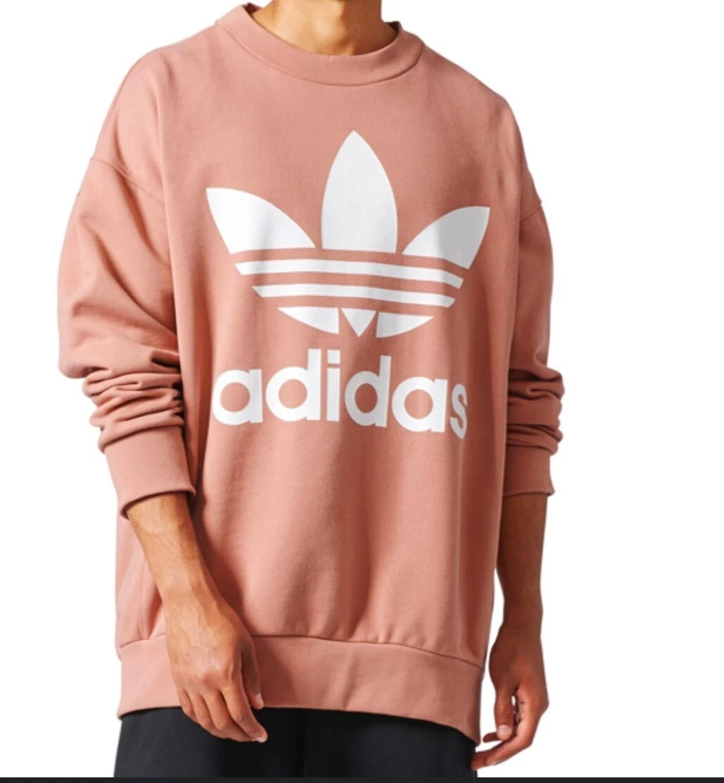 Adidas Originals Mens Raw Pink Long Sleeve Crew Neck Oversized Sweatshirt |  eBay