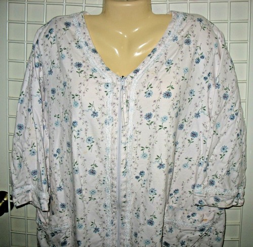 ARIA - LARGE - COTTON BLEND ZIP FRONT 3/4 SLEEVE ROBE - Picture 2 of 4