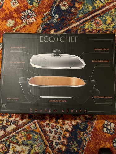Eco + Chef Electric Skillet 1400W Copper Series Scratch Resistant - Picture 3 of 5