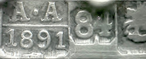 Antico cucchiaio da dessert imperiale russo argento 84 circa 1891 - Foto 12 di 13