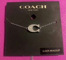 Designer COACH New York SILVER C LOGO SLIDER BRACELET NWT Nice