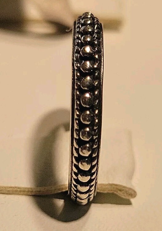 925 Sterling Silver Bead Design Stackable Band Ri… - image 3