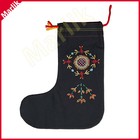 IKEA Vinterfint Christmas Stocking, 15 ¾ " Black/Floral embroidery Pattern, NEW
