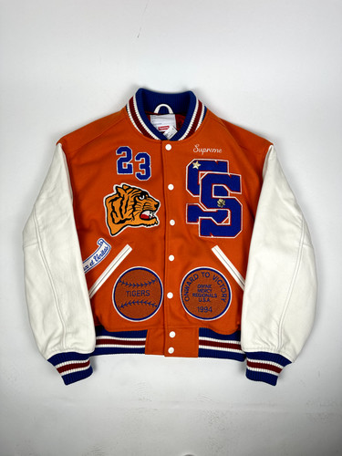 SUPREME TIGER VARSITY JACKET ORANGE SIZE SMALL FW23 WEEK 1
