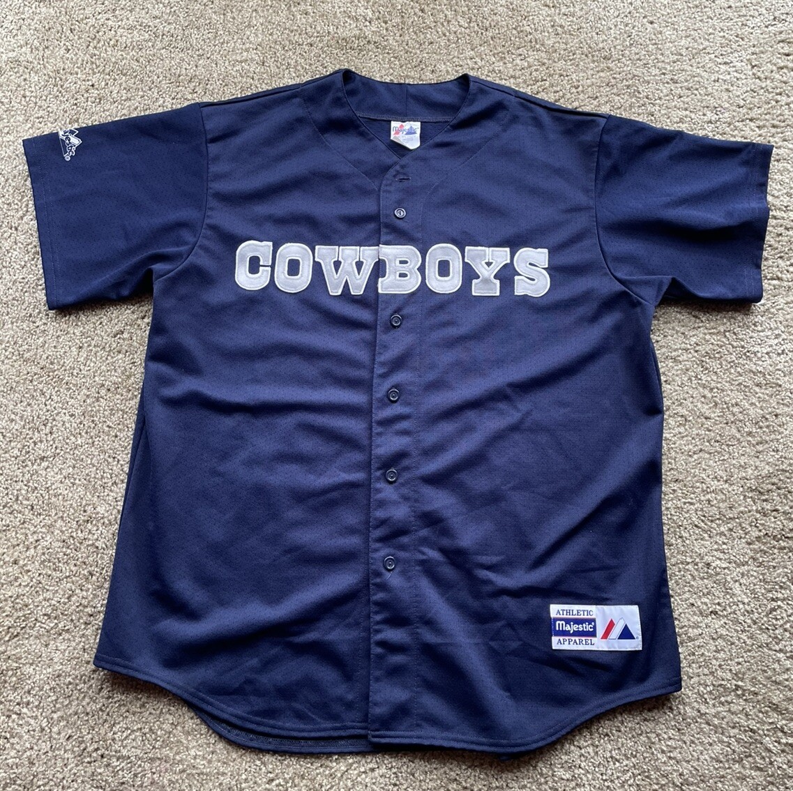 Vtg XL Authentic Majestic  Cowboys Stitched Spellout Jersey
