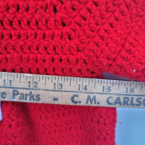 Vintage Hand Knit Red White Christmas Holiday Cardigan Sweater Girls Size 5-6 - Picture 6 of 6
