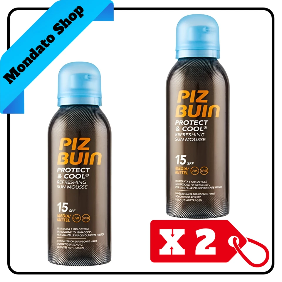 PIZ BUIN PROTECT & COOL SPF 15 ERFRISCHUNGSSCHAUM 150ml SPRAY (X2)
