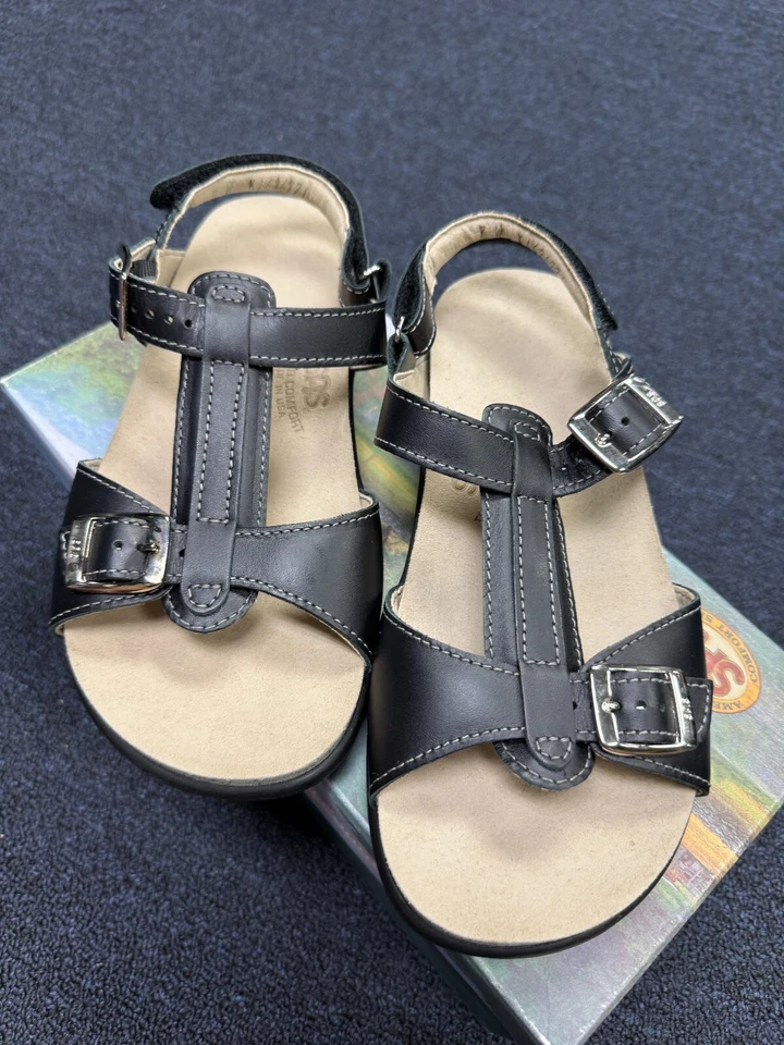 Sandalia para mujer SAS Captiva correa en T cuero negro talla 10N estrecha NUEVA hecha en EE. UU. Foto 3 de 4
