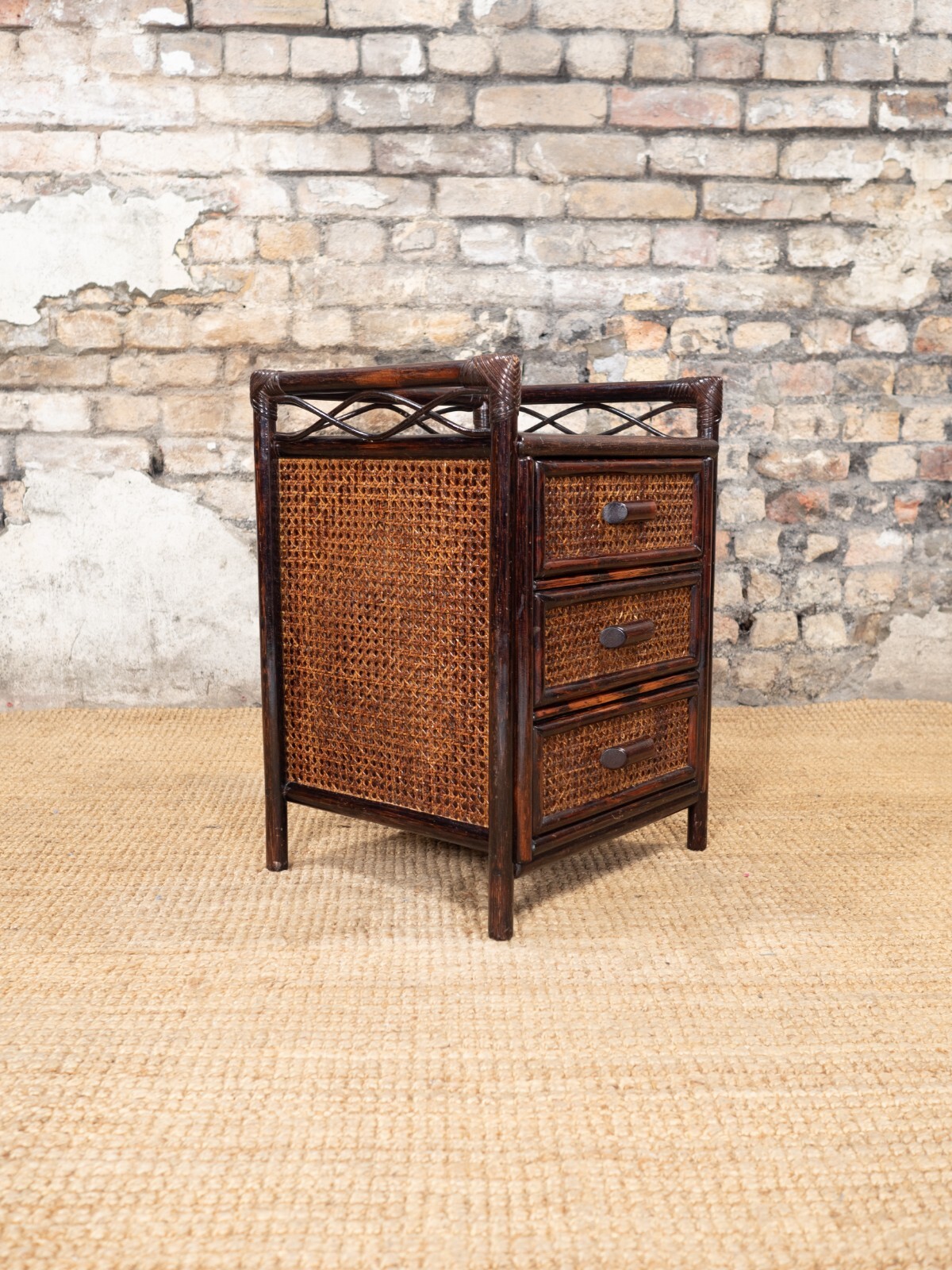 Pair Vintage Mid Century Bamboo Bedside Tables *FREE UK Mainland