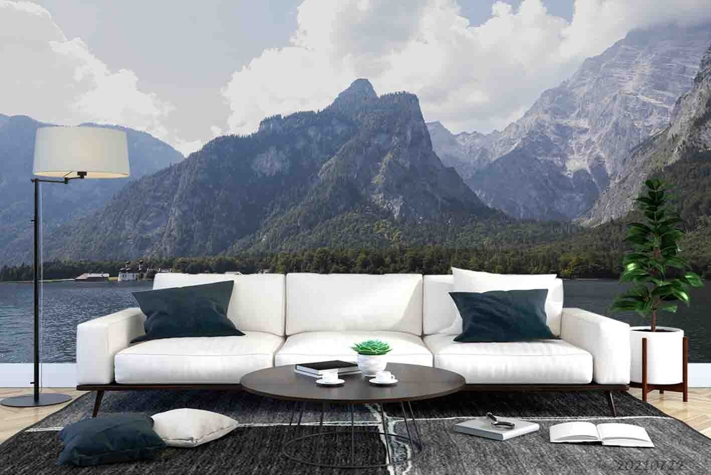 3D Sky Mountains Ocean Scenery Wall Murals Wallpaper Murals Wall Sticker