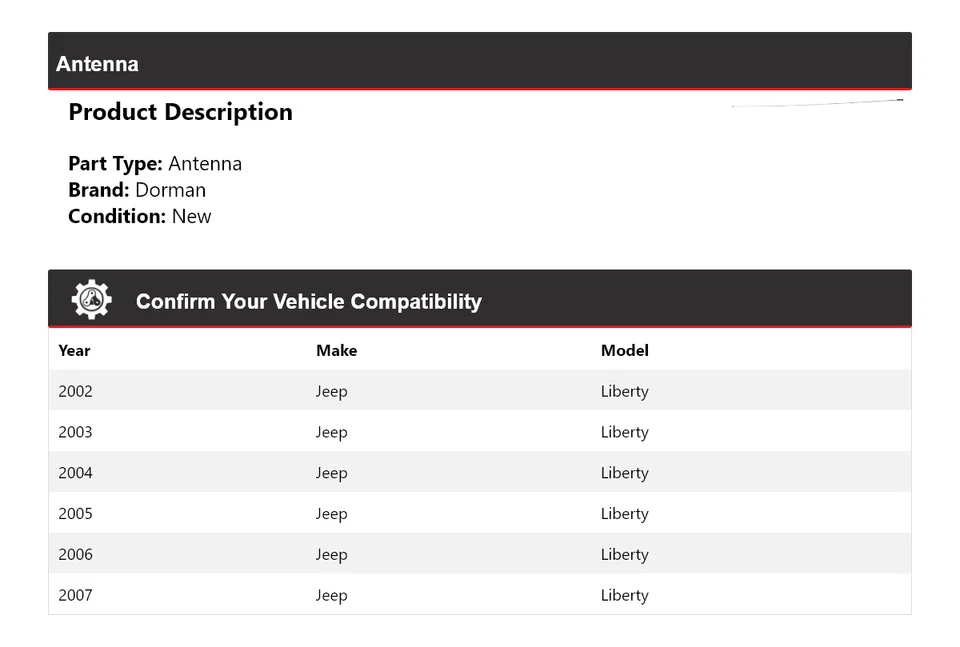 Antena para Jeep Liberty Dorman 2002-2007 2003 2004 2005 2006 Foto 2 de 4
