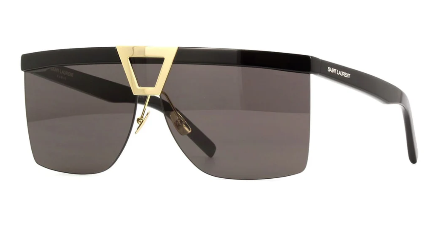 Occhiali da sole SAINT LAURENT Palace SL537 001 scudo nero oro Italia nuovi