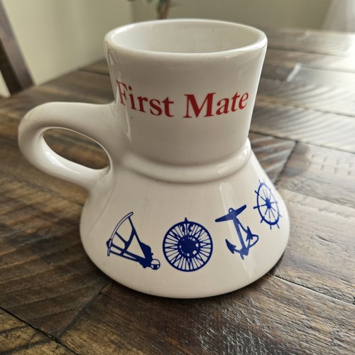 Vintage Feltman Langer FIRST MATE Mug Anchors Wheels Ropes Nautical Spill Proof