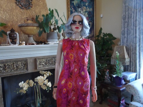Tory Burch Pink/Red Feather Print Silk Blend Shift Dress Size 2 - Picture 6 of 20