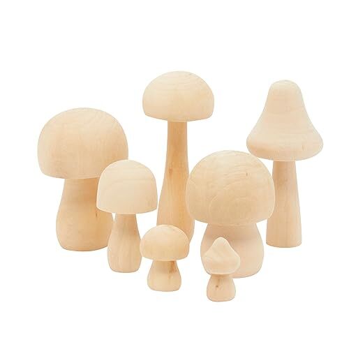Mini Wooden Mushrooms to Paint, Unfinished Wood Figurines for Craft Ornament - Picture 7 of 7