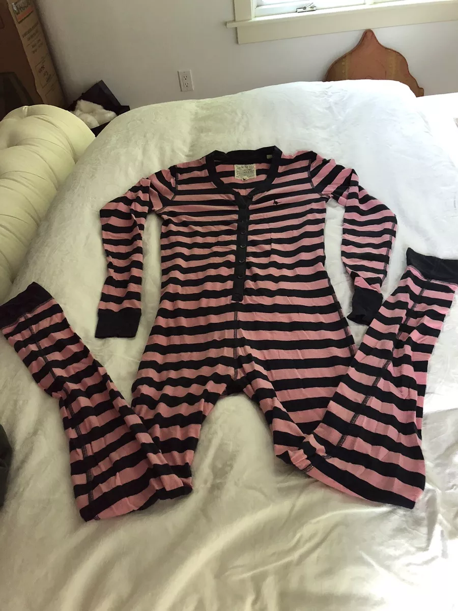women s jack wills one piece pajamas size 2 pink blue