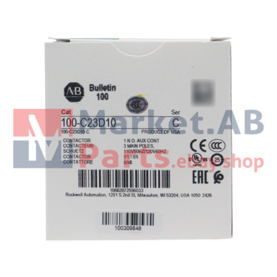 Allen-Bradley 100-C23D10 100-C IEC Contactor Screw Terminals Line Side Brand AB